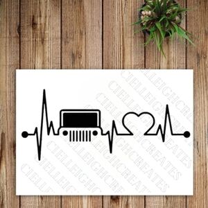 *2 for $20* Jeep Heart Beat vinyl decal Sticker Handcrafted